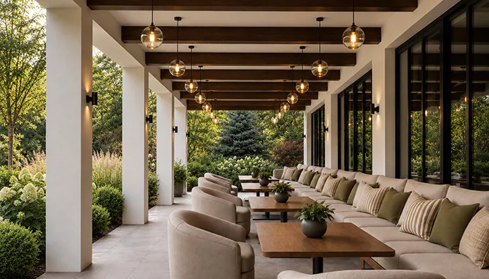 Faux Wood Beam Systems Parallel Ceiling Beams Terrace Restaurant