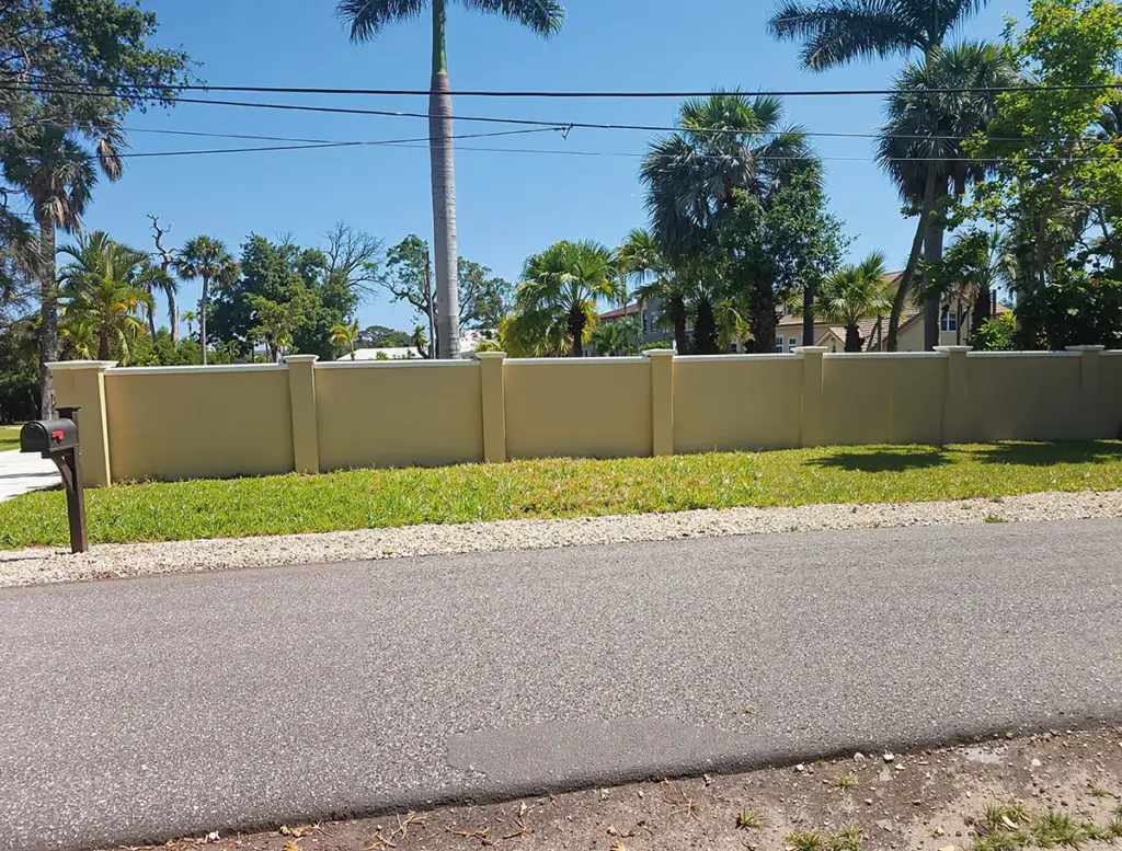 white stucco wall fence 6