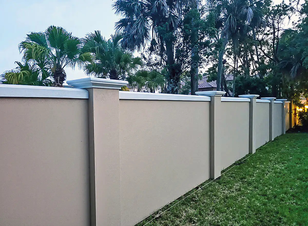 white stucco wall fence