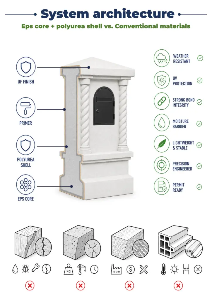 01 Stucco Mailboxes And Lamp Posts