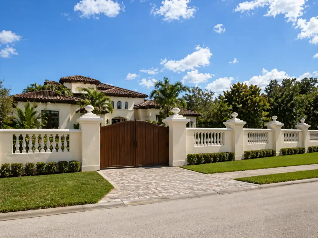 Architectural Stucco Privacy Wall For A New Construction Home 2